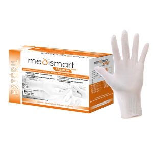 Guantes Esteriles de Latex sin polvo Medismart Caja de 50 pares